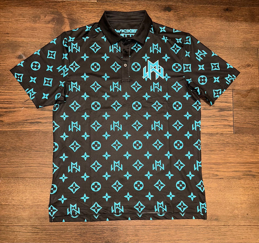 Wicked Mitts Golf Polo - Black & Teal