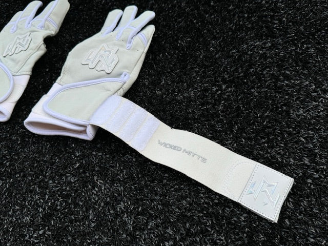 Wicked Mitts Batting Gloves - Long Cuff (White)