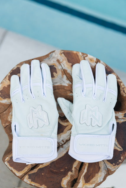 Wicked Mitts Batting Gloves - Short Cuff (White)